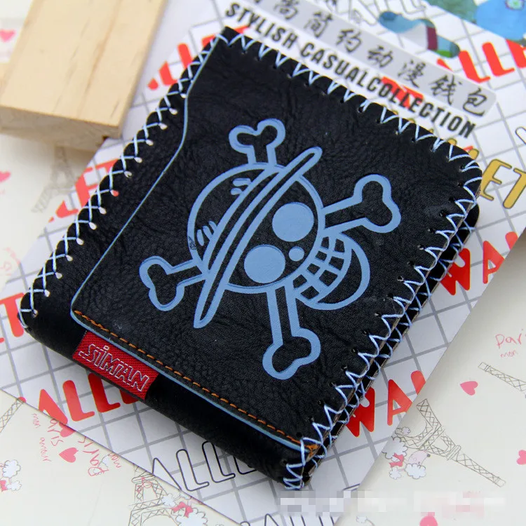 

One Piece Monky D Luffy's Skull Sign Leather Wallet Card and Photo Holder Short Purse for Men Women Money Bag