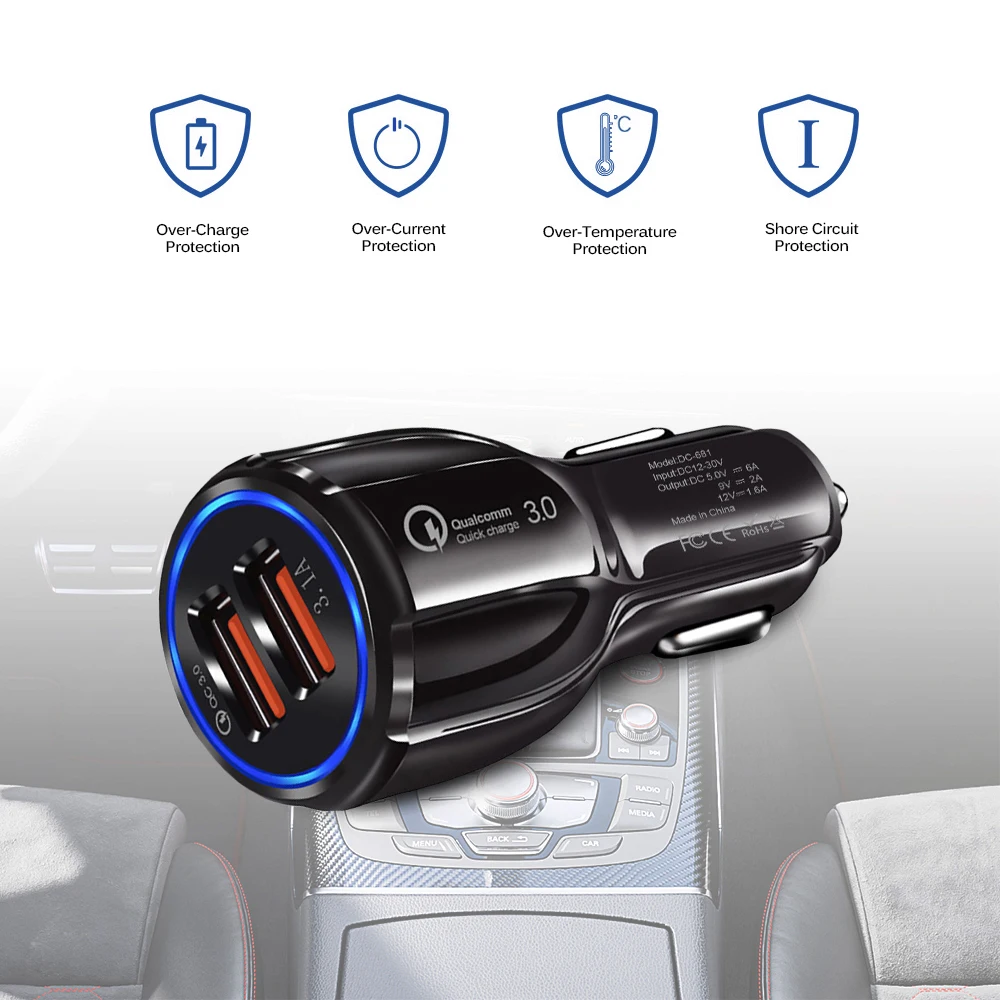 Быстрая зарядка 3 0 Автомобильное зарядное устройство 9 в 2 а QC3.0 автомобильное