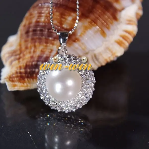 

925 Sterling Silver FREE SHIPPING Charm Beautiful Freshwater Pearl Pendant, no Chains, Good/Nice Gift 3 PCS/LOT