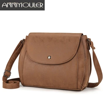 

Annmouler Vintage Women Shoulder Bag 4 Colors High Quality Brown Crossbody Messenger Bag Pu Leather Satchel Messenger Bag
