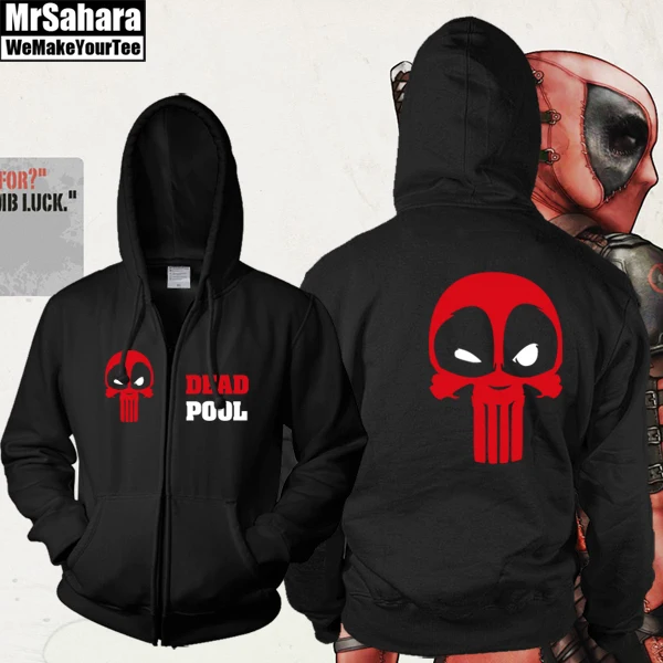 

ectic Marvel Comics Deadpool Full Zip Up Spring Hoodie Sweatshirt Size Adult free shipping 2015 man hoody