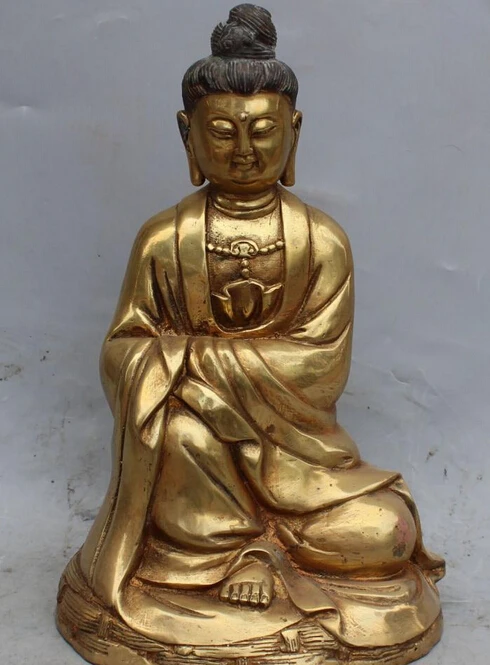 

12"Chinese Buddhis Bronze Gilt Seat Kwan-yin Guan Yin Bodhisattva Goddess Statue 0709 B0403