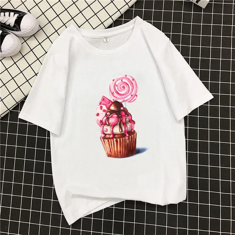 Новые милые летние футболки с мороженым Harajuku Kawaii для женщин и девочек винтажные