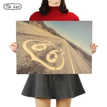 עניבת טיט מסלול 66 רטרו קראפט נייר פוסטר פח שלטי קיר אמנות ציור בית קפה בר דקור בציר קיר מדבקה 51x36cm(China)