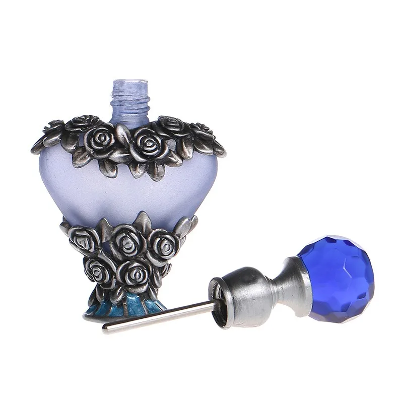 H & D Античная Роза флакон духов в форме сердца Королевский синий бисер эмалированные многоразового флакон духов (синий)