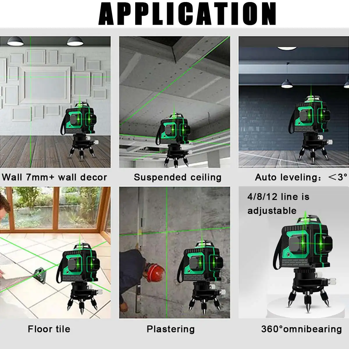 Лазерный нивелир, 12 линий, 3D зеленый светильник, измерение, самонивелирующийся 360, горизонтальный вертикальный крест, супер мощный лазерный луч w/штатив RU