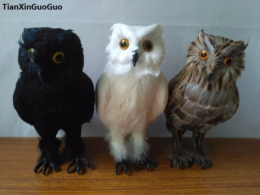 

large 13x14x28cm simulation owl bird hard model prop polyethylene&feathers owl handicraft, home garden decoration s1735