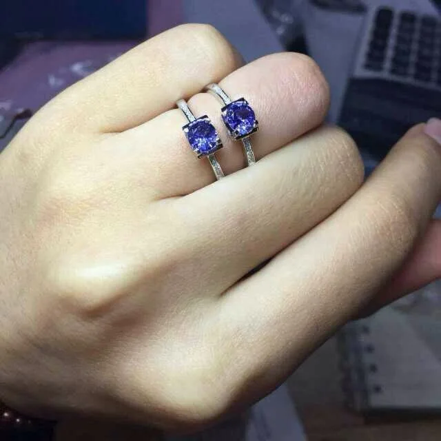 

2017 Hot Sale Anillos Qi Xuan_Fashion Jewelry_Blue Stone Round Rings_S925 Solid Silver Fashion Blue Ring_Factory Directly Sales