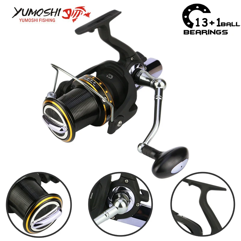 

Yumoshi 1000-7000 12+1 ball bearing 5.5:1 trolls Carp Reel Feeder Metal Spinning Fishing Reels Fishing Reel Trolling Reel