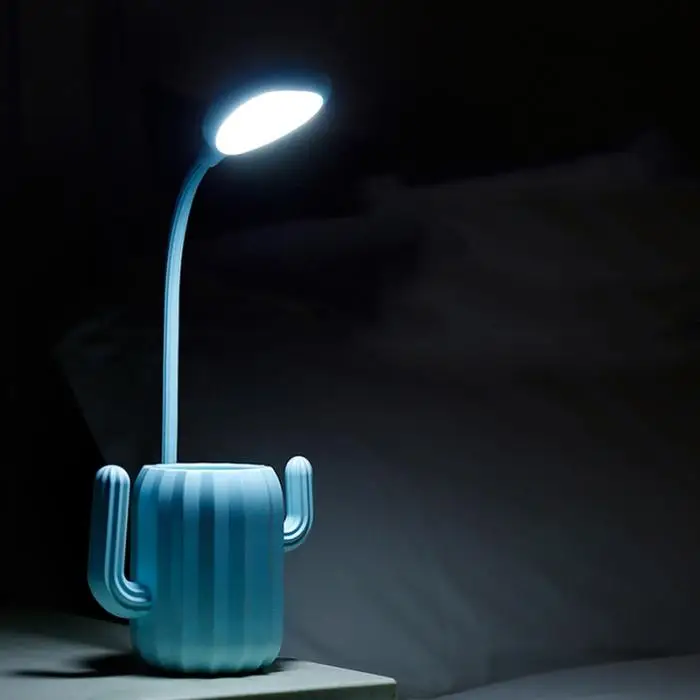 New Hot LED Cactus Desk Light Eye Protection Dimmable Lamp with Pen Holder for Office Reading