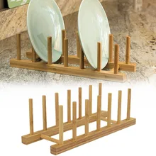 Bambu çanak tencere kapağı raf yemekleri plaka Drainboard kurutma bulaşıklık depolama raf Pan kapak standı mutfak dolabı organizatör(China)