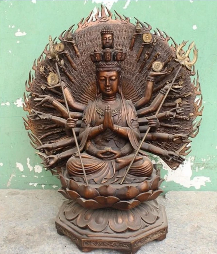 

shitou 0045 20" Chinese Bronze Soild 1000-Arm Avalokiteshvara Kwan-yin Guanyi