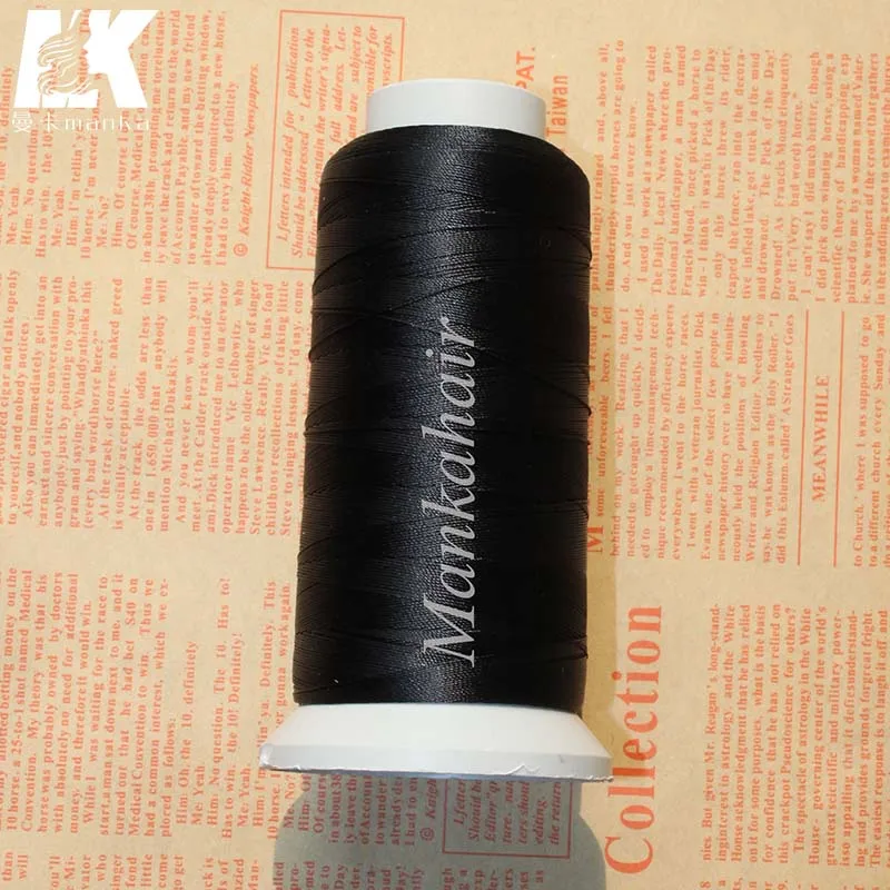 2 Rolls Black Nylon Weaving Thread For Hair Extensions 1500 Meters Weave Threadin Hook Needles