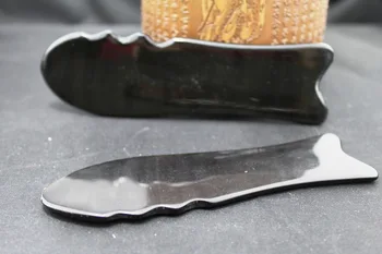 

L 15cm /13cm big fish Traditional Acupuncture Massage Tool body meridian Guasha board/100% Buffalo Horn fishtail shape 10pcs/lot