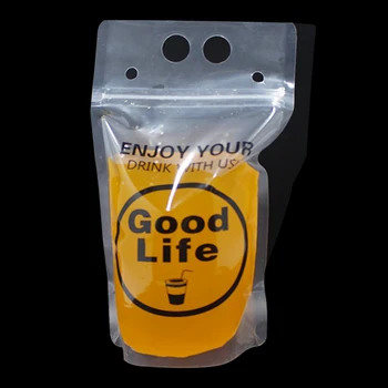 

350Pcs/lot Stand Up Clear Pattern Plastic Zip Lock Juice Package Bag Resealable Drinking Liquid Carrier Pouch Beverage Pack Bag