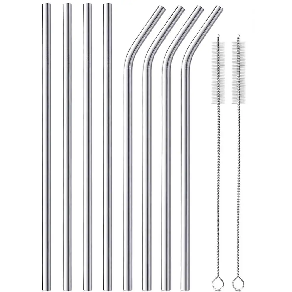 

Reusable 304 Stainless Steel Metal Drinking Straw Tube Eco Friendly Straw with Cleaner Brush Bar Party Accessory