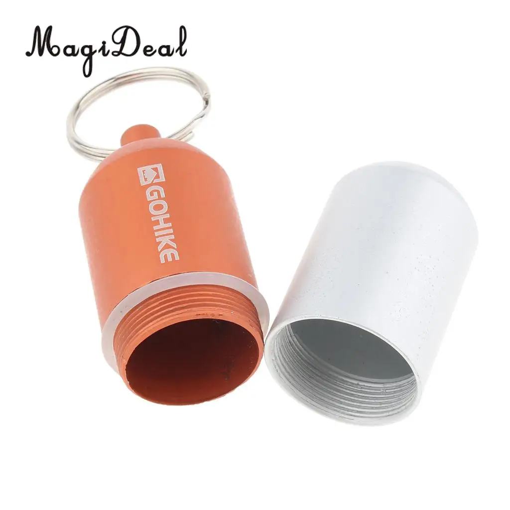 2pcs Waterproof Aluminium Emergency Pill Money Keyring Container Holder Case