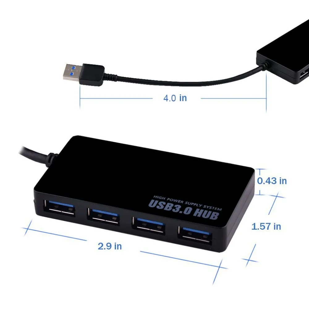 1 шт SuperSpeed 5 Гбит/с 4 порта USB 3,0 концентратор USB разветвитель адаптер порт для портативных ПК компьютер периферийные устройства Аксессуары-черный