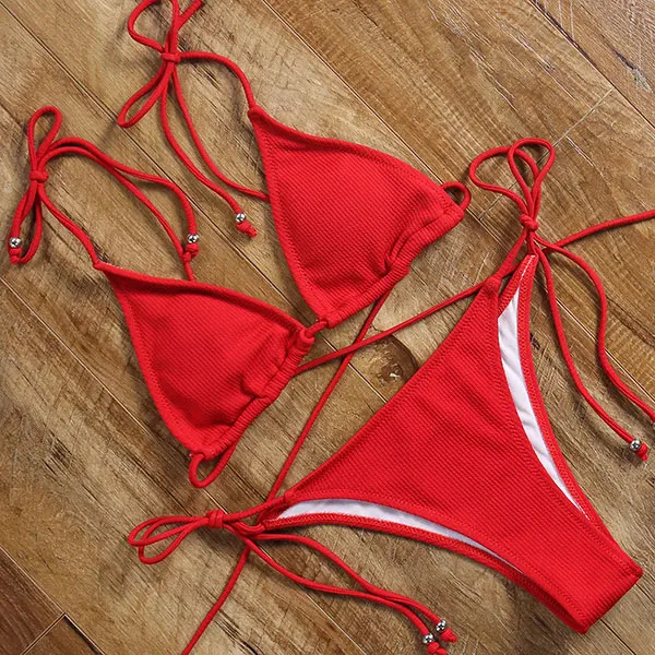 women's red bikini set