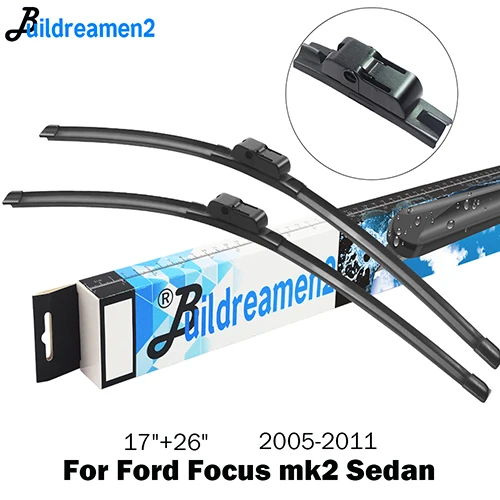 Buildreamen2 автомобиль стеклоочистителя для Ford Focus Mk1 1998-2005 Mk2 2005-2011 Mk3 2012- натуральный резиновые Стеклоочиститель - Цвет: For Ford Focus MK2