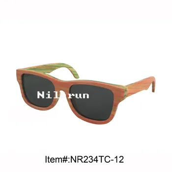 

fashionable pink green stripe bamboo sunglasses