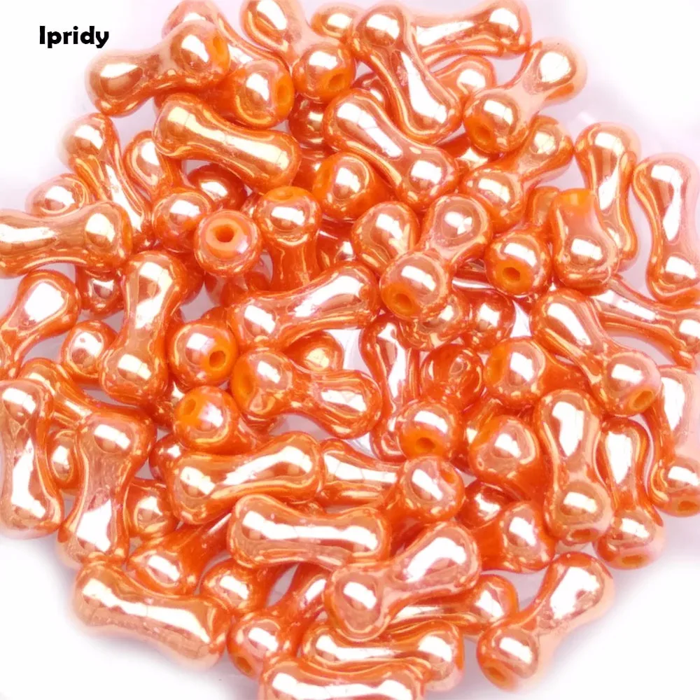 

70Pcs/lot 3x8mm Peanut shape with Plating color,Dog Bone Glass Beads, Loose Beads for DIY Fashion Jewelry Accessory Bracelet