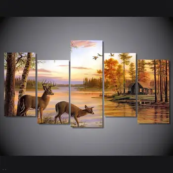 

Hd Printed The Antelope To Drink Water Painting On Canvas Room Decoration Print Poster Picture Canvas Free Shipping/91062
