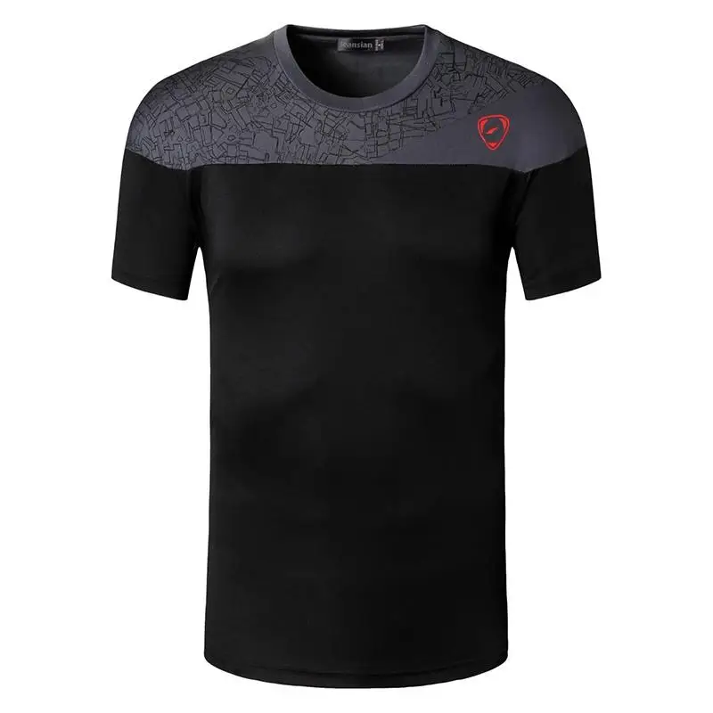 

jeansian Men's Sport Tee Shirt Tshirt T-shirt Short Sleeve Dry Fit Running Gym Fitness Workout LSL171 Black