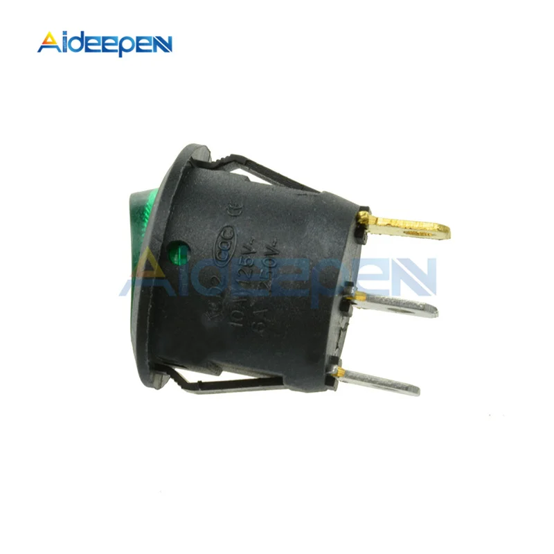 AC 250V 6A 125V 10A Mini 3 Pin Светодиодный светильник выключатель автомобиля Лодка Круглый Рокер ON/выкл кнопка переключения переключатель синего, желтого, красного, зеленого и черного цвета для девочек