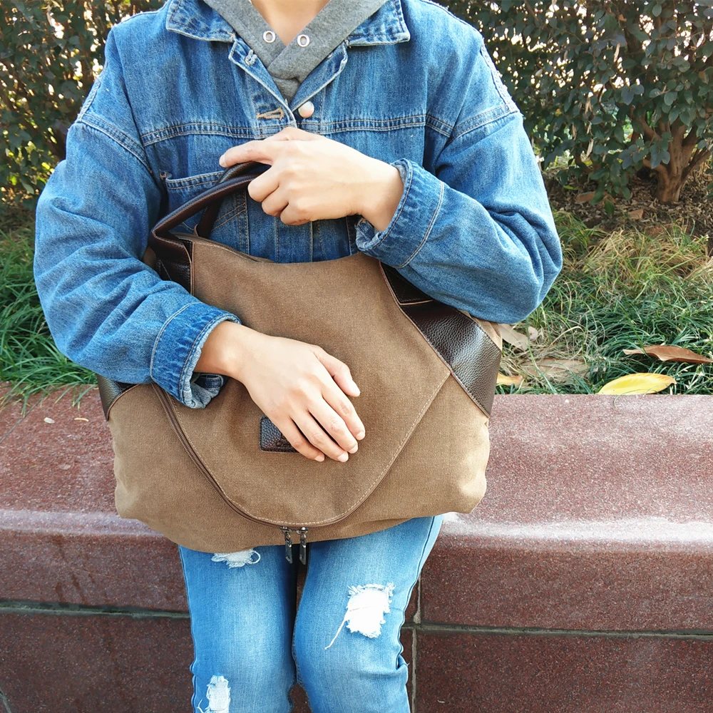 Large Pocket Shopper Handbags Big Canvas Shoulder Crossbody Bags for Women 2019 Fashion Designer bolsos Casual Totes Sac a main