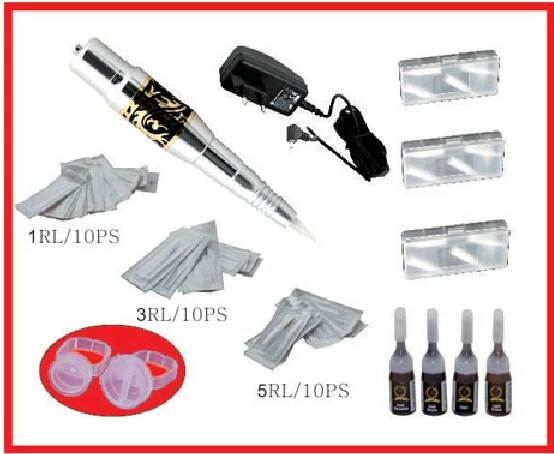 

Permanent Makeup Kits LipsTattoo Eyebrow Make up Machine Kit With Makeup Pen Ink Ring Tips Tattoo Supplies