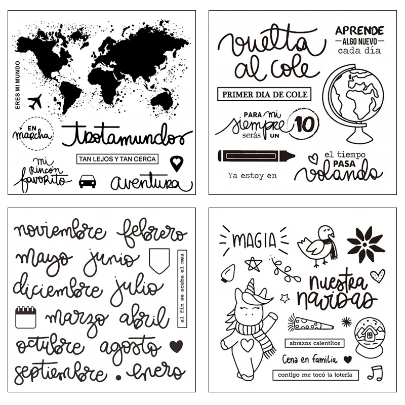 

Spanish/Language/Words Transparent silicone Stamp for DIY Scrapbooking/Photo Album Decorative Card Making Clear Stamps Supplies
