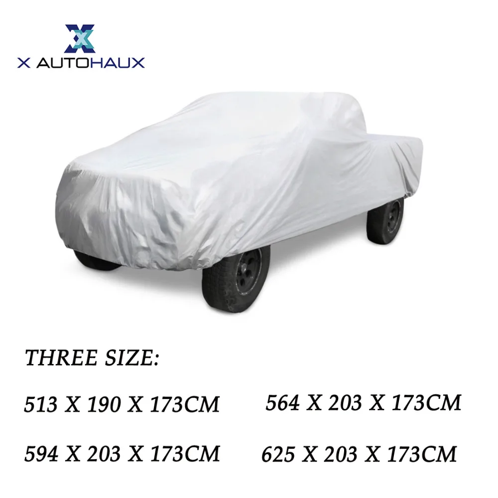 

X Autohaux 210D Oxford Fabric Silver Tone Pickup Car Cover Waterproof Breathable Rain Snow UV Heat Protection Car Body COVERS