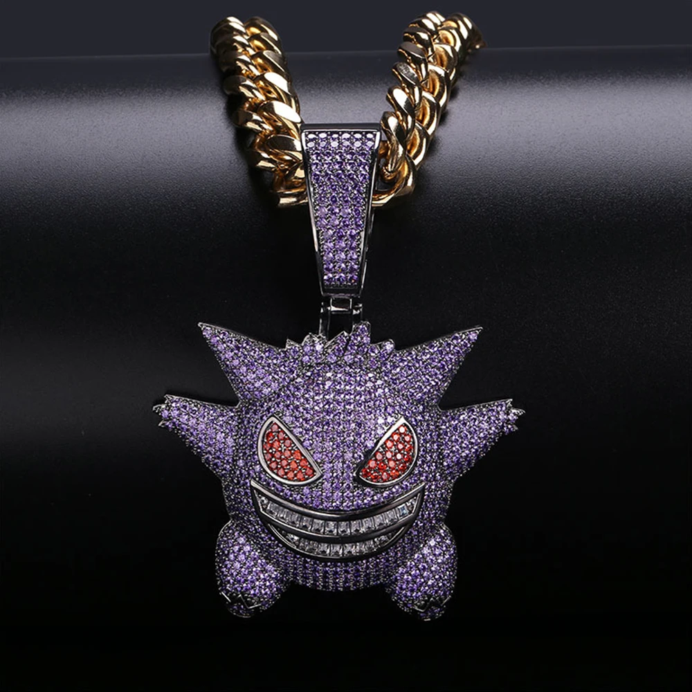Кулон Gengar мужской уникальный большой маска покемона хип хоп украшения рэппера AAA