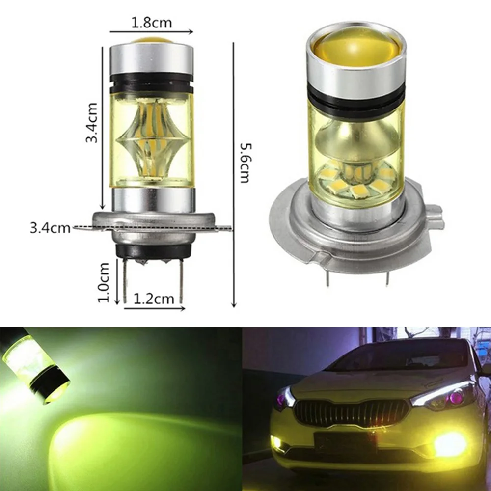 2 шт./компл. автомобиля H1/H3/H4/H7/H8(H11)/9005/9006 2828MSD Светодиодные Автомобильные передние фары светодиодный фонарь Золото 20 светодиодный 100 Вт супер яркий Автомобильная лампочка