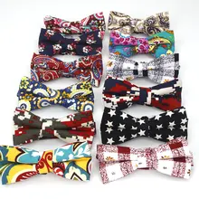 Мужская льняная с цветочным принтом формальная модная мужская Бабочка карта животное звезда Геометрическая Шея галстук бабочка