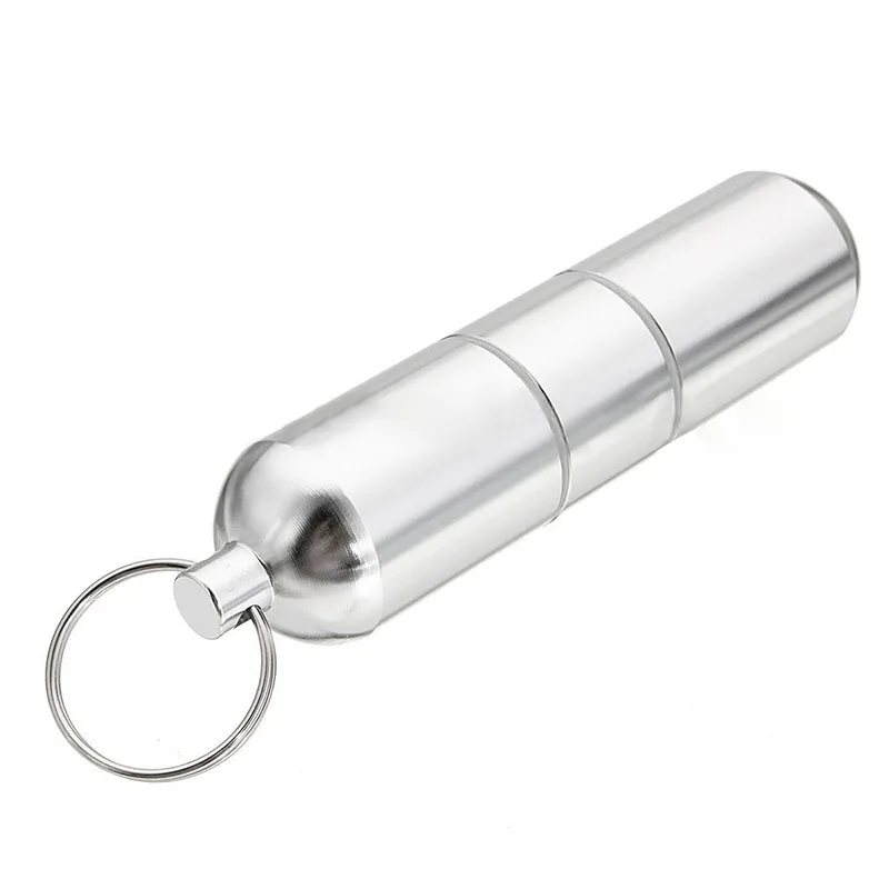 1pc Silver Portable Mini Cigarette Case Aluminum alloy Cigarette Case With Keychain Storage Boxes/Bins For Cigarette Drug Pills