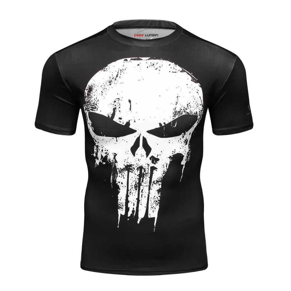 Компрессионная Мужская футболка с 3D принтом, футболки с коротким рукавом для косплея, фитнеса, бодибилдинга, мужские тренировочные топы, панк, череп, скелет, футболка