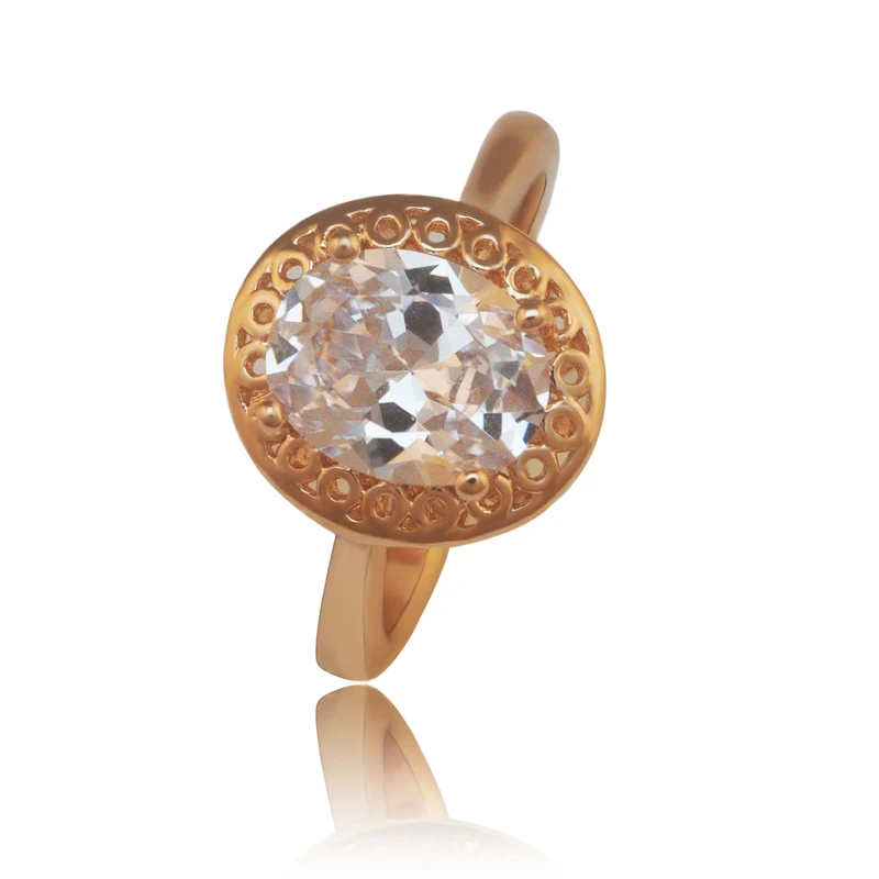 

Oval Stone Ring Women 18 Yellow Gold Color Elegant MxGxFam
