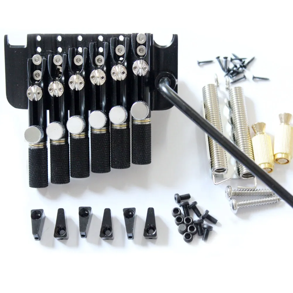 

6 Strings Black Headless Guitar Fanned Fret Tailpiece Tremolo Bridge