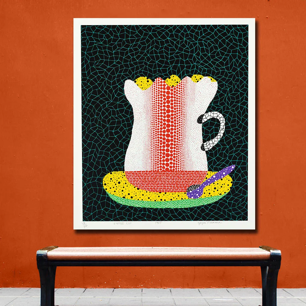 Fashion Wall Art Kusama Yayoi COFFEE CUP Painting for Living Room Home Decoration Oil on Canvas Unframed | Дом и сад