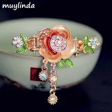 Muylinda, заколка для волос в винтажном стиле с цветком, стразы, Очаровательная Роза, заколка для волос, краб, женские заколки, аксессуары, украшения для волос