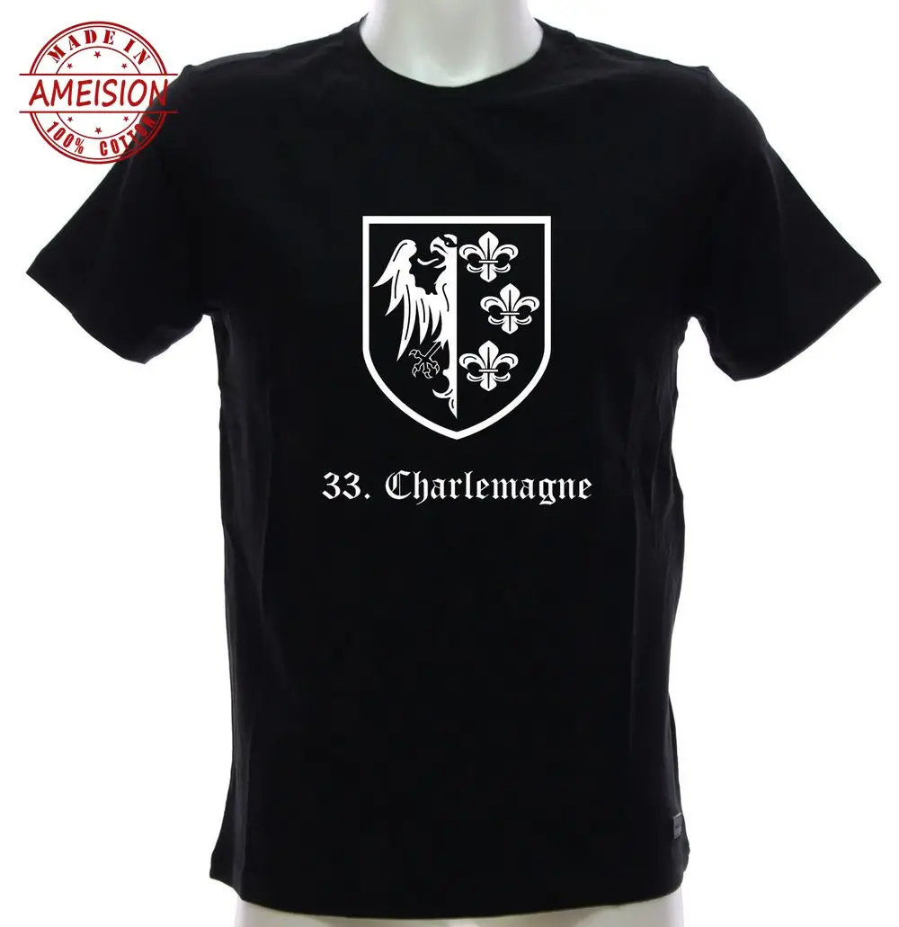 

New Summer men clothes 2019 33A Waffen Ss Charlemagne Tshirt Military Collectioncustom men t shirt black tops t-shirt