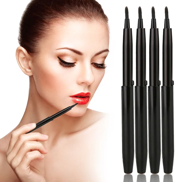 5Pcs Portable Lip Brushes Black Retractable Soft Hair Lip Makup