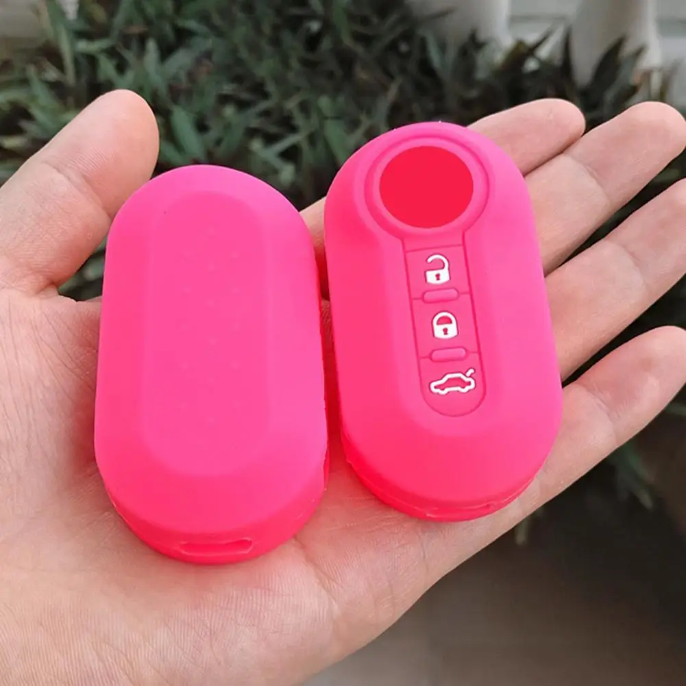 

Silicone Key Fob Shell Blank Cover Case for FIAT 500 Panda Punto Bravo Holder