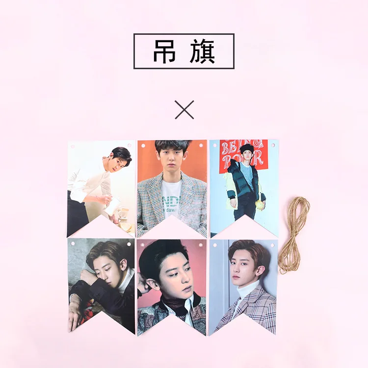 

[MYKPOP]EXO CHANYEOL Double-side Figures Hanging Flags Poster K-POP Decoration 6pcs/set SA18032710