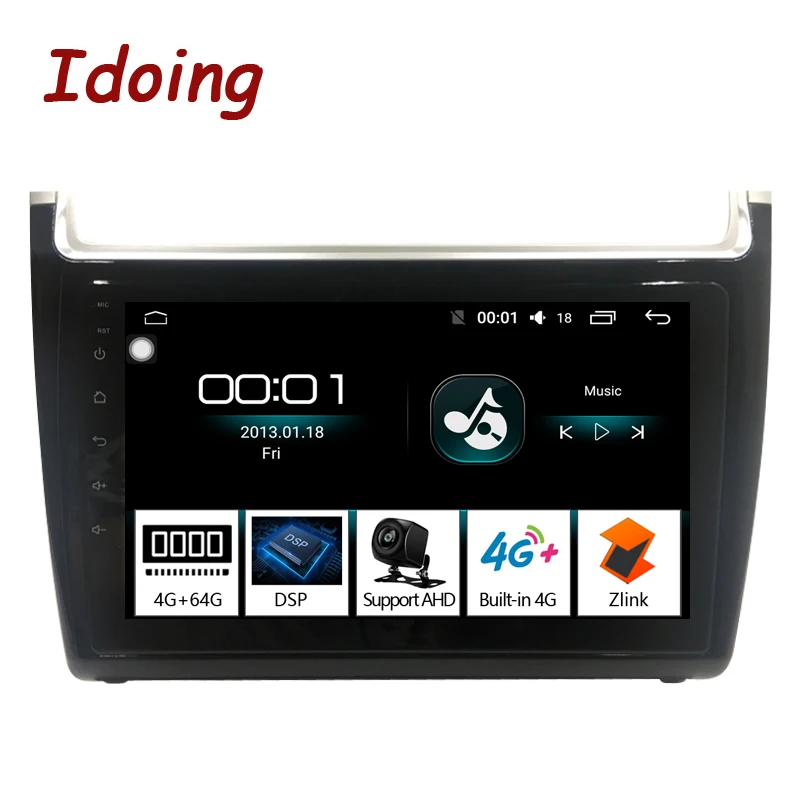 Cheap Idoing 9"4G+64G 2.5D Octa Core Car Android8.1 Radio Multimedia Player For Volkswagen POLO 2008-2012 DSP GPS Navigation Glonass 0