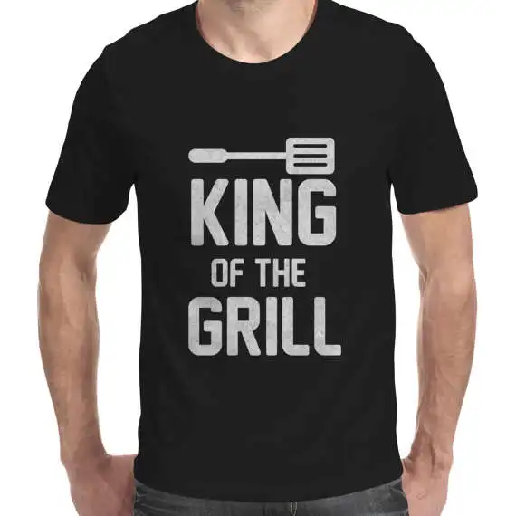 Веселая Мужская футболка для барбекю King Of The Grill хлопковая подарок приготовление