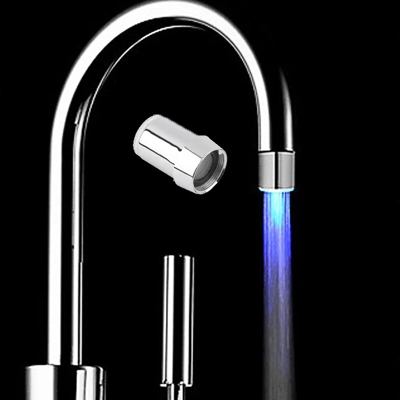 Kitchen Water Faucet Temperature Sensor Light Change Tip Intelligent Bathroom Shower Tap Spout Filter Waterfall Nozzle Connector