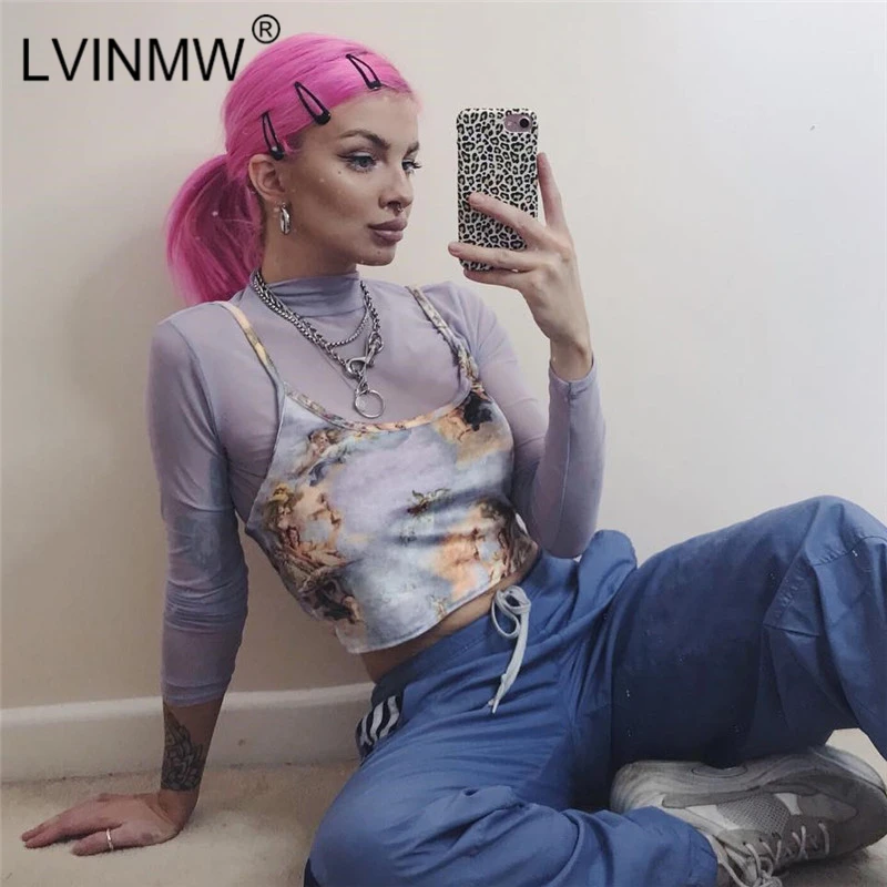 LVINMW сексуальные топы с принтом ангела Купидона лето 2019 женская уличная одежда